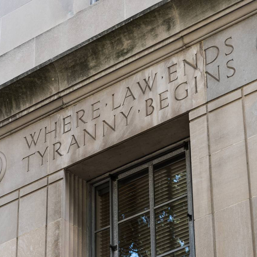 Inscription: Where law ends, tyranny begins